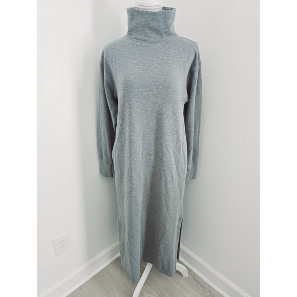 Haven Well Within Fleece Turtleneck Mock Midi Gray Sweater Sweat Shirt Dress M - Picture 13 of 13